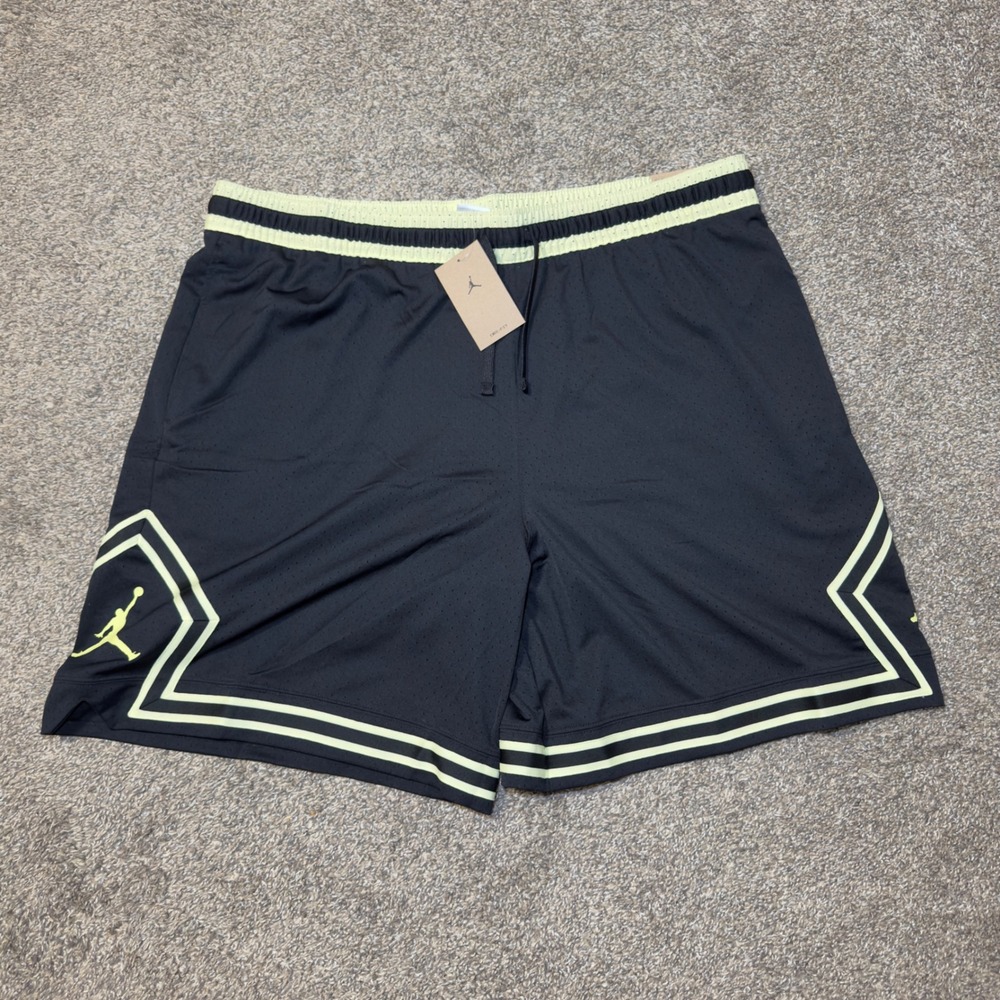 NWT Jordan Mens Dri-FIT Diamond Basketball Shorts Black Lime Glow IF5832-010 3XL